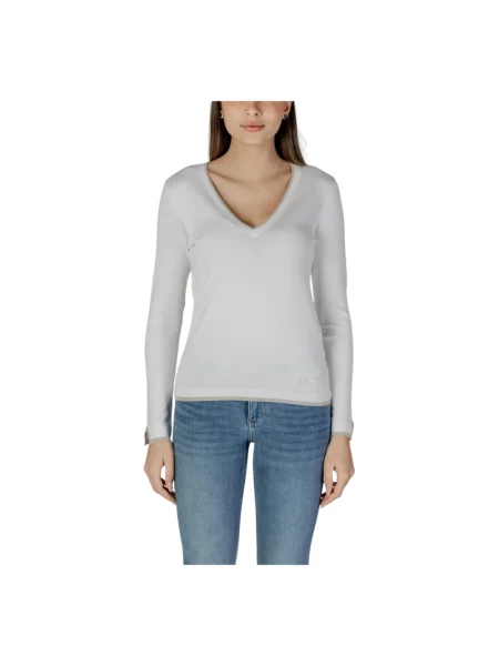 Lekki sweter Liu Jo z dekoltem w serek biały