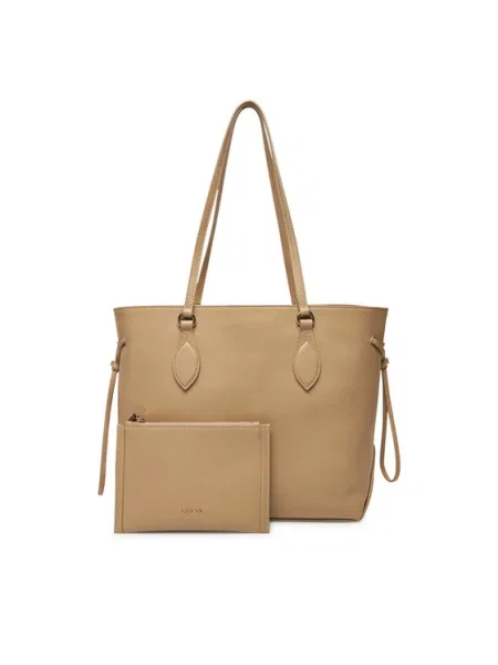 Guess geantă de piele FLORENCE bej