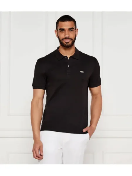 Gulerat tricou polo Lacoste cu nervuri negru