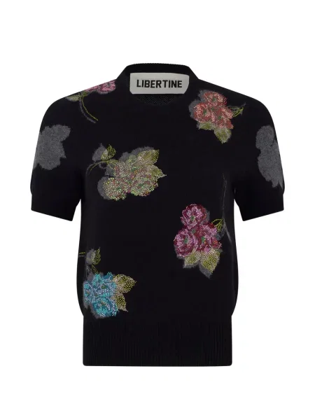 Top Libertine tricotate scurt negru