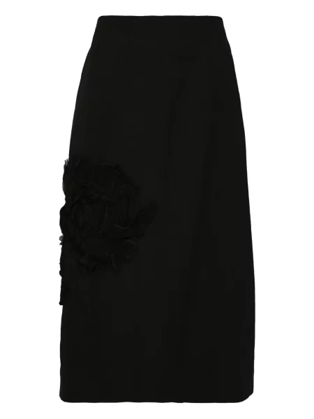 Fustă midi Jil Sander cu aplicații până la genunchi negru