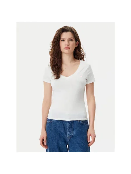 Tommy Jeans T-Shirt Slim Fit λευκό