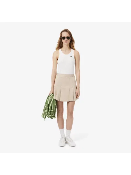 Lacoste Krótka Plisowana Spódnica Z Elastycznej Bawełny beżowa