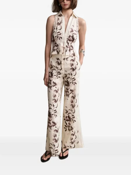 Pantaloni Hevron cu model floral cu imagine