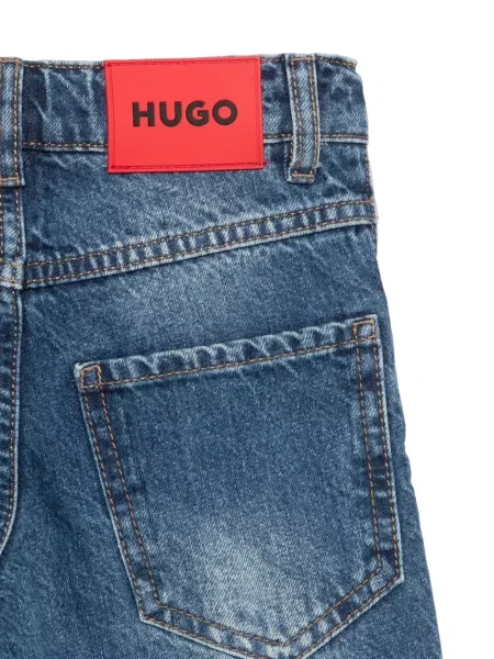 Jeansy straight leg dziecięce Hugo niebieskie