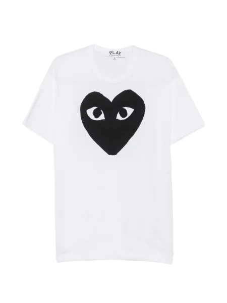Tricou Comme Des Garcons Play cu imagine cu motiv cu inimi alb