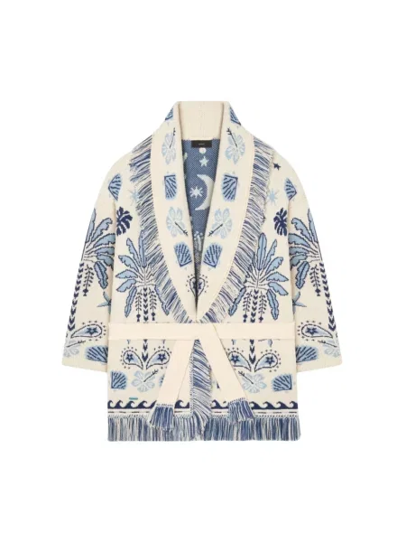 Wielobarwność kardigan Alanui wełniany niebieski