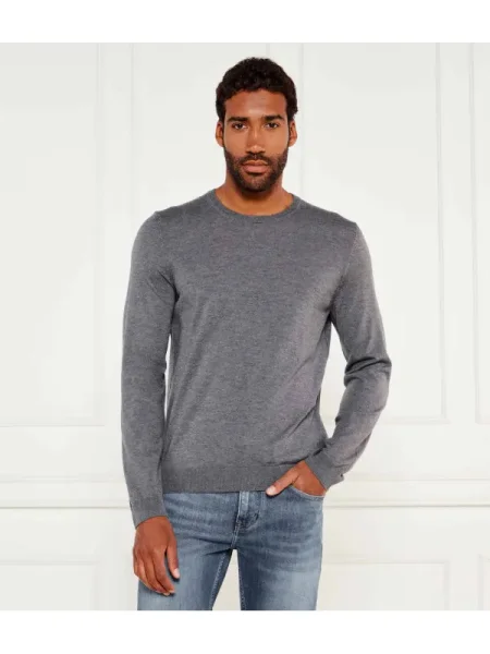 BOSS BLACK de lână pulover leno-p | slim fit negru