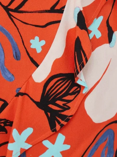Fusta mini Ps Paul Smith cu model floral cu volane portocaliu