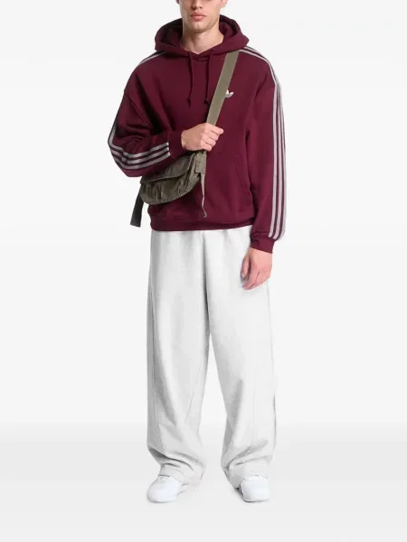 Pantaloni Adidas alergare cu broderie alb