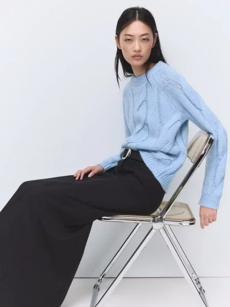 Джемпер MANGO поліестер/акрил блакитний