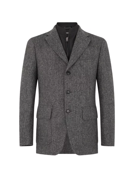Sacou Boss cu model herringbone gri