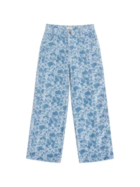 Pantaloni Favorite People de catifea cord cu model floral cu imagine albastru