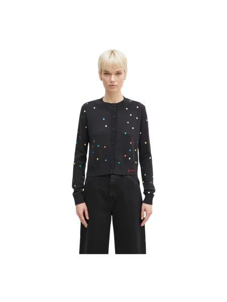 Fiorucci kardigan wełniany Confetti Dot Print Logo czarny