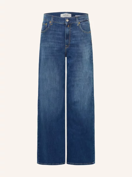 Replay Jeansy Wide Leg Cary blau niebieskie