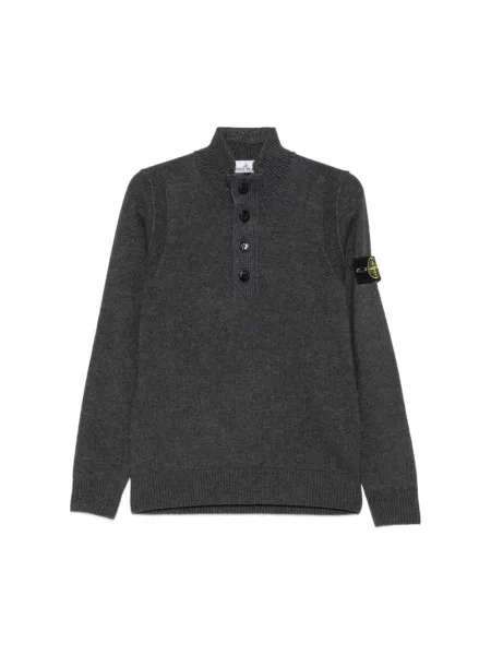 Sweter z golfem Stone Island z kamieniami wełniany szary