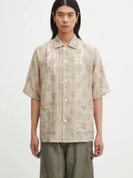Košile Needles Cabana relaxed s klasickým límcem béžová