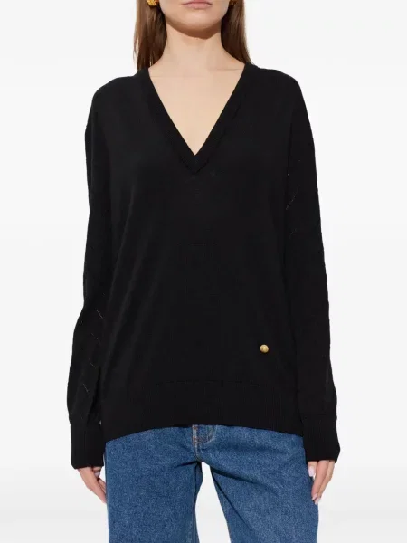 Pulover Balmain cu decolteu în V negru