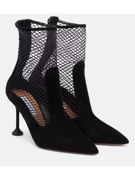 Cizme scurte Aquazzura din piele de căprioară negru