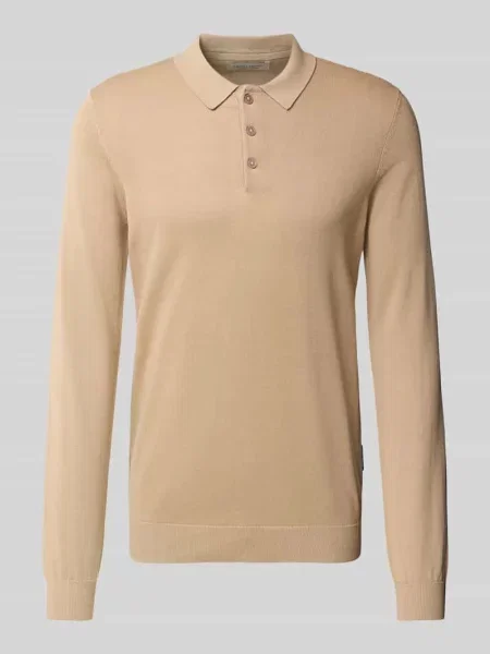Sweter z dzianiny z czystej bawełny model ‘VALD’ Casual Friday beżowy