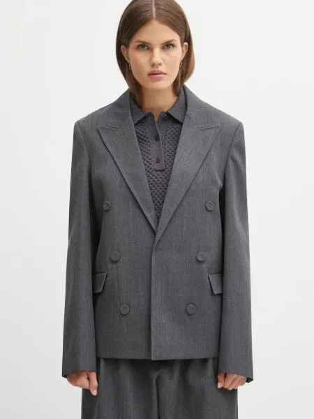 JW Anderson geacă de lână Double Breasted Tailored un singur rând de uni gri