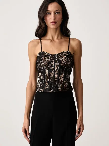 Guess top pentru femei din dantelă MONICA negru