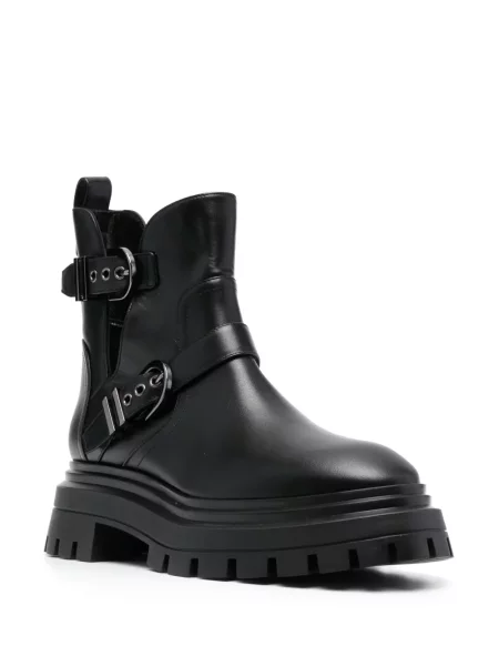 Cizme scurte Stuart Weitzman din piele cu cataramă negru