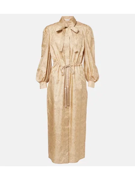 Jedwabna maksi sukienka maxi Max Mara garniturowa beżowa