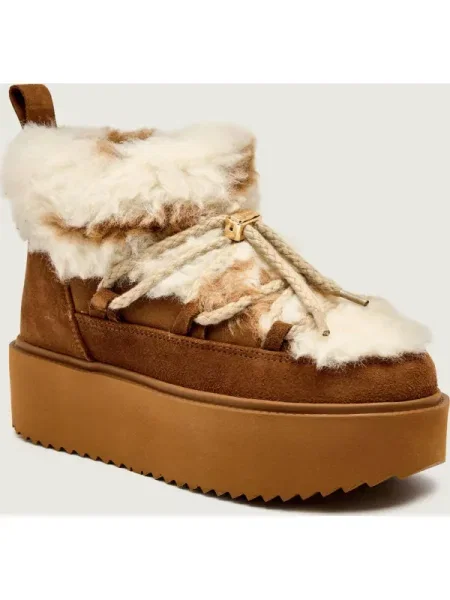 INUIKII Bocanci TEDDY PLATFORM | shearling | zamsz maro