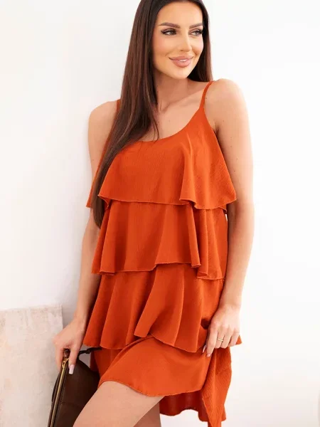 Sukienka Kesi Włoski na ramiączkach brązowa