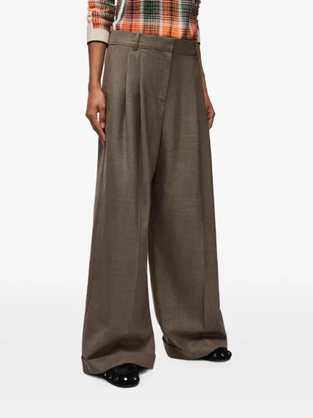 Pantaloni Ganni de lână maro