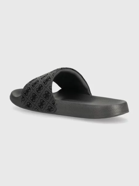 Guess Buty Mężczyzna Czarny 40 EU Klapki Tokyo Cotton z Logo 4G szare