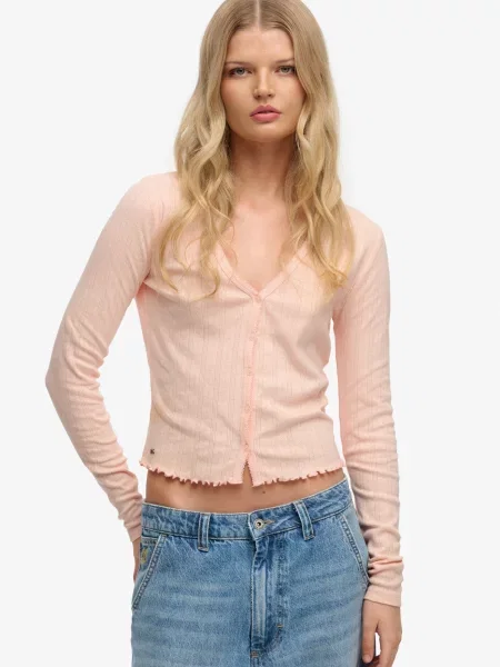 Superdry & Co Kardigán Athletic Essential marhuľová