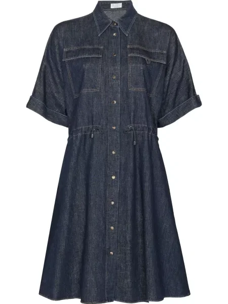 Rochie din denim Brunello Cucinelli până la genunchi de costum albastru