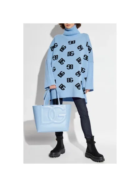 Jeansy Dolce And Gabbana z logo niebieskie