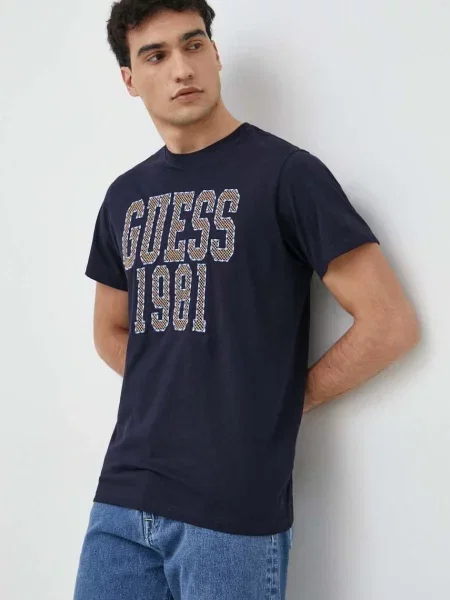 Тениска Guess с апликация тъмносиньо