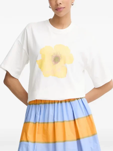 Tricou Never Fully Dressed cu model floral cu imagine alb