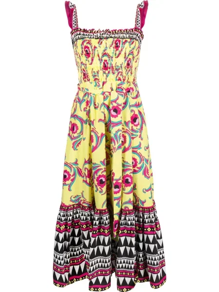 Rochie La Doublej cu model floral cu imagine galben