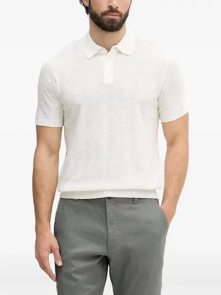Tricou polo Benetton tricotate alb