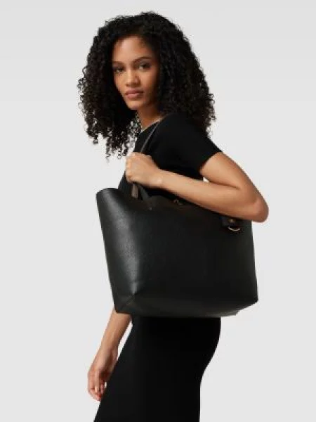 Torba shopper z materiału skóropodobnego Lauren Ralph Lauren czarna