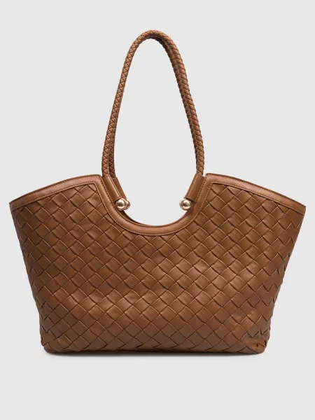 Плетена сумка з логотипом Twinset коричнева