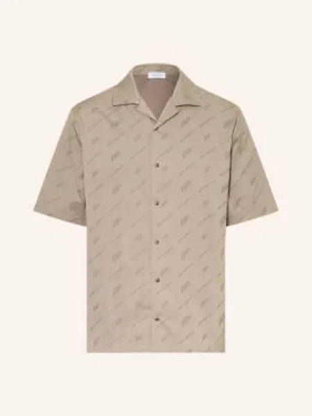 Off-White Resortová Košile Comfort Fit světle hnědá / černošedá bílá