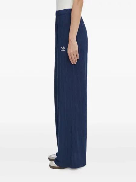Pantaloni palazzo Adidas cu dungi plisat cu imagine albastru
