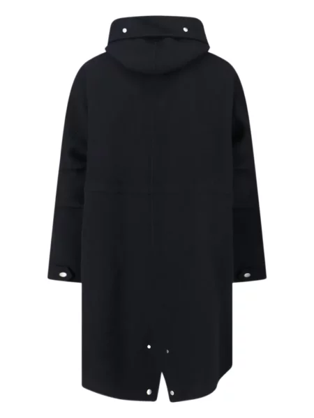Palton Jil Sander de lână cu glugă negru