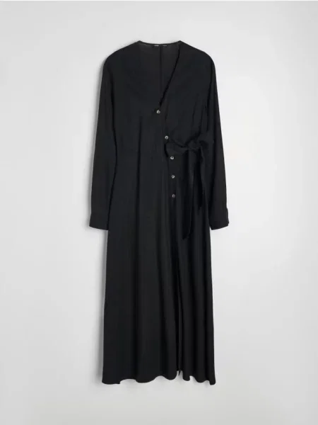 Сукня міді з декоративною зав’язкою з віскозою чорний