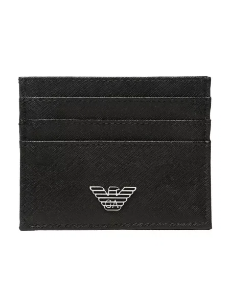 Portfel Emporio Armani skórzany z logo czarny
