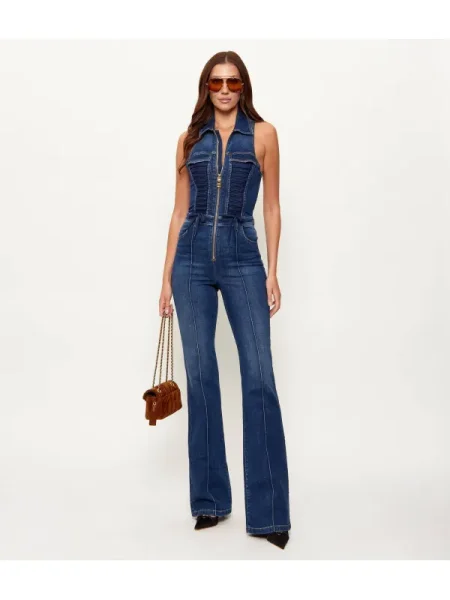 Elisabetta Franchi Denim salopetă albastru