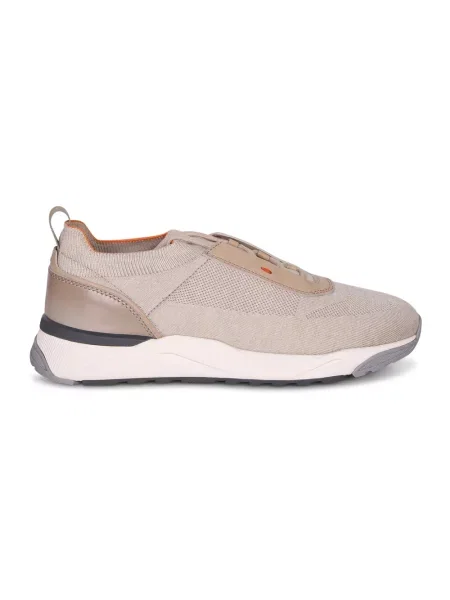 Sneakersy Santoni sznurowane skórzane beżowe