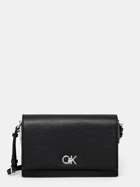 Lniana torebka crossbody Calvin Klein w miejskim stylu czarna