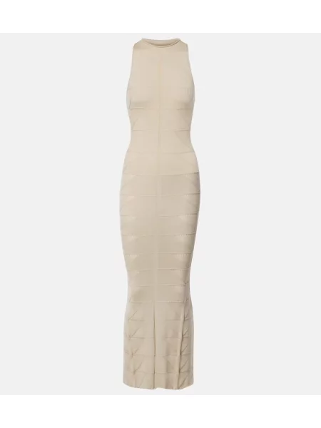 Rochie maxi Rick Owens de lână de costum bej